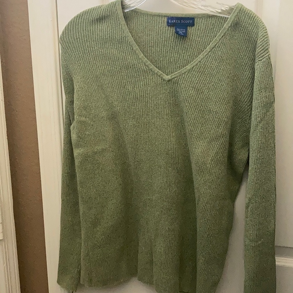 FINAL MARKDOWN Karen Scott v neck cotton knit sweater xl